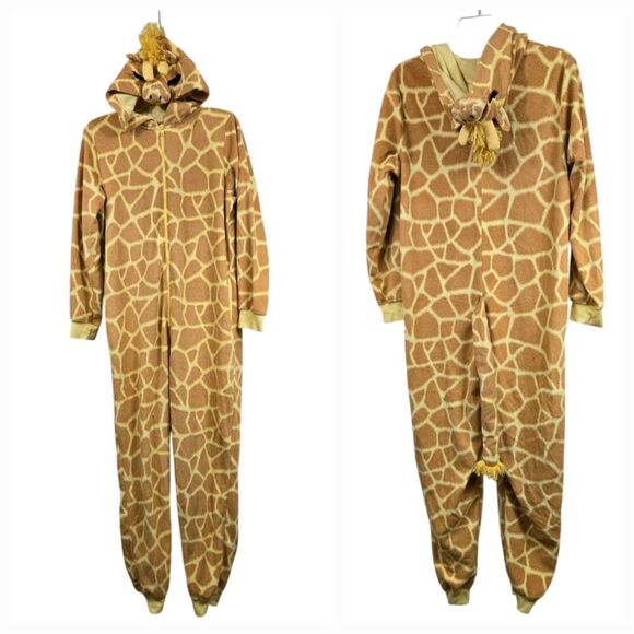 Giraffe Adult Onesie Costume Hooded Union Suit 1pc Pajamas Fleece Sleepwear M - Picture 1 of 10